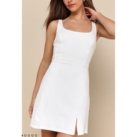 Lulus White Sleeveless Mini Dress Party Cocktail Bodycon Women's Size L NWT - Picture 1 of 11